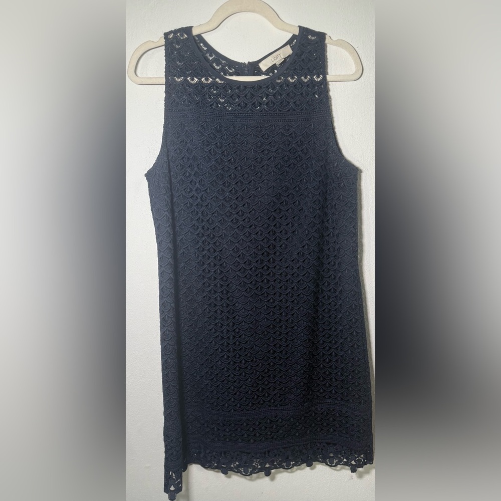 LOFT Midnight Blue Lace Dress NWOT